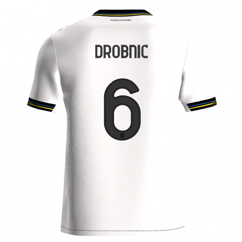 Danxen Barn Dominik Drobnic #6 Vit Svart Hemmatröja Matchtröjor 2025/26 Tröjor T-Tröja