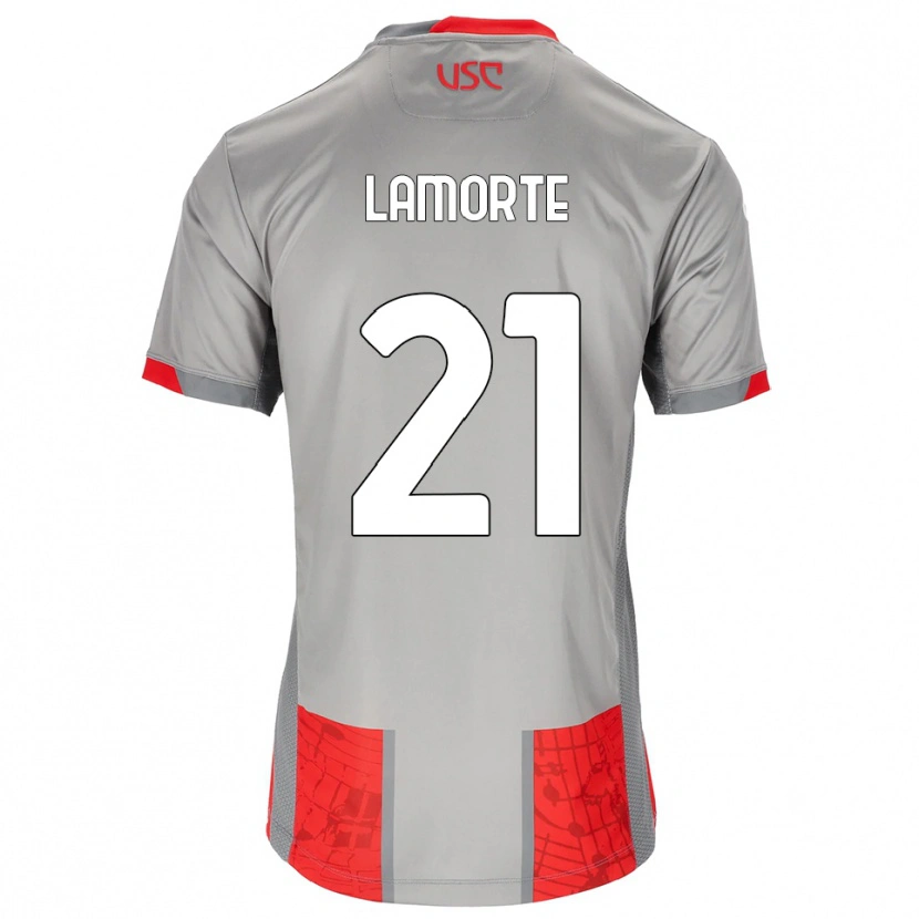 Danxen Barn Alessandro Lamorte #21 Röd Grå Hemmatröja Matchtröjor 2025/26 Tröjor T-Tröja
