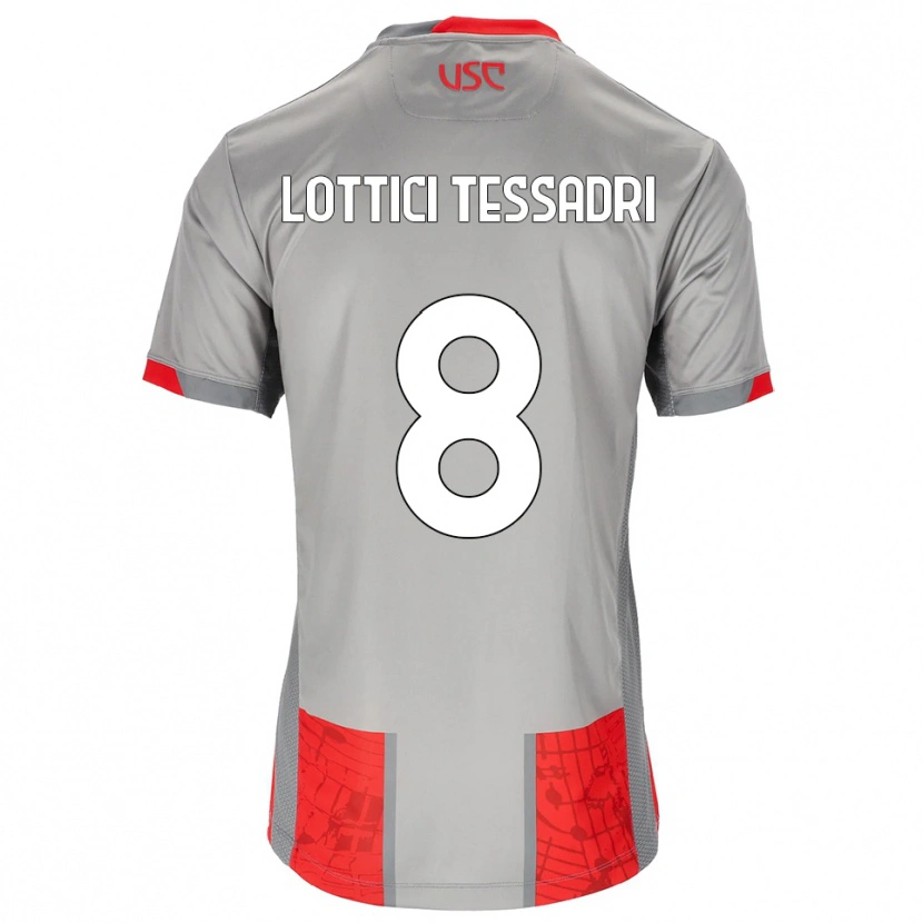 Danxen Barn Simone Lottici Tessadri #8 Röd Grå Hemmatröja Matchtröjor 2025/26 Tröjor T-Tröja