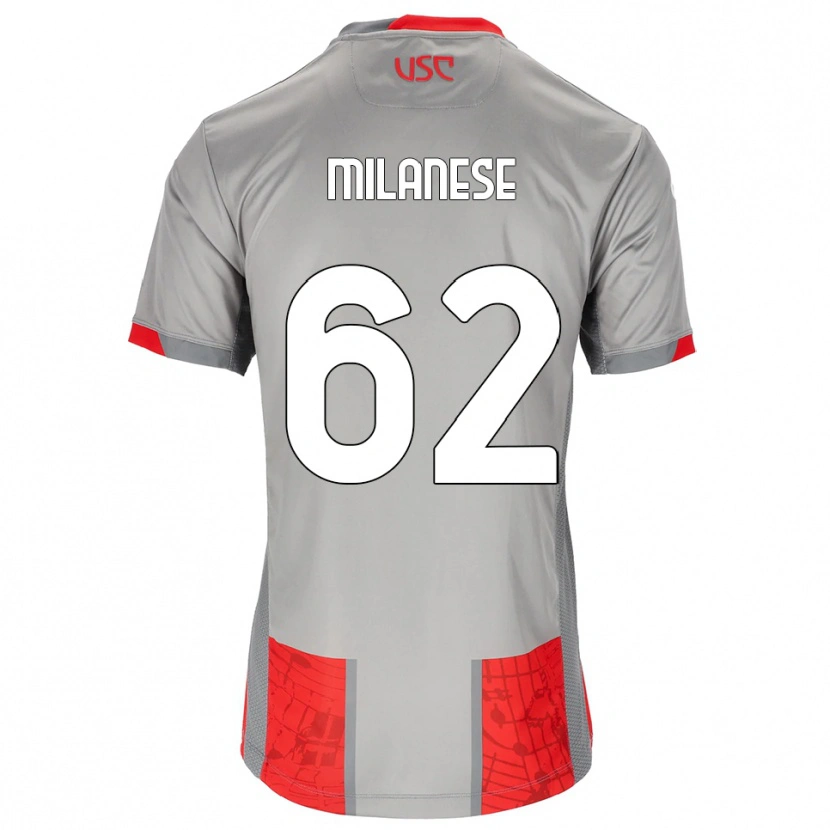 Danxen Barn Tommaso Milanese #62 Röd Grå Hemmatröja Matchtröjor 2025/26 Tröjor T-Tröja