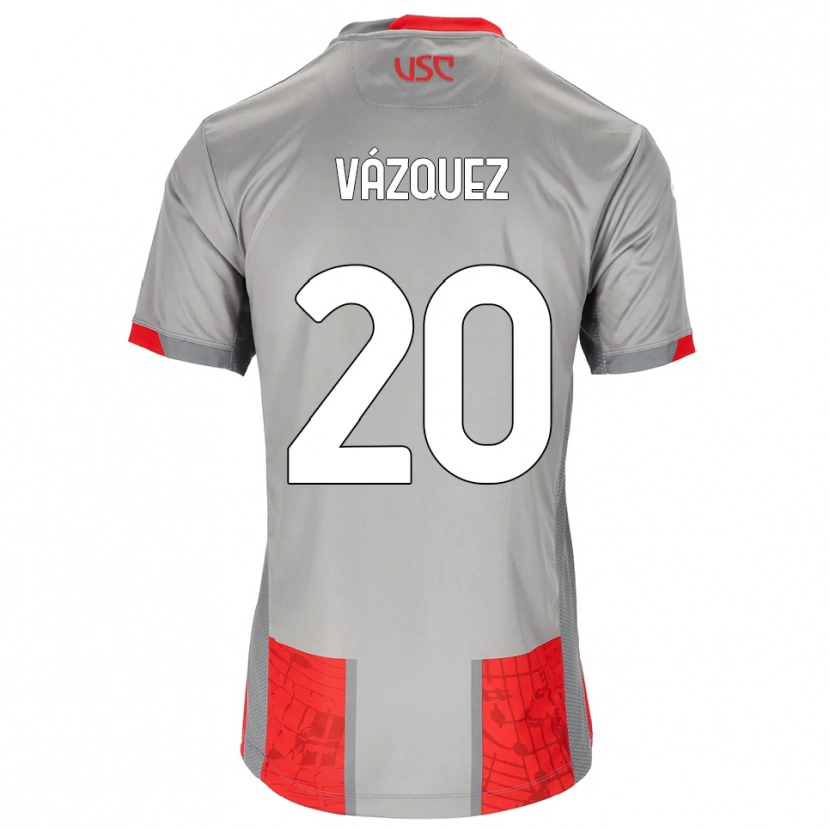 Danxen Barn Franco Vázquez #20 Röd Grå Hemmatröja Matchtröjor 2025/26 Tröjor T-Tröja