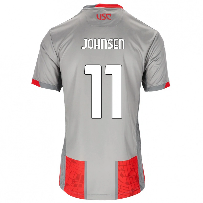 Danxen Barn Dennis Johnsen #11 Röd Grå Hemmatröja Matchtröjor 2025/26 Tröjor T-Tröja