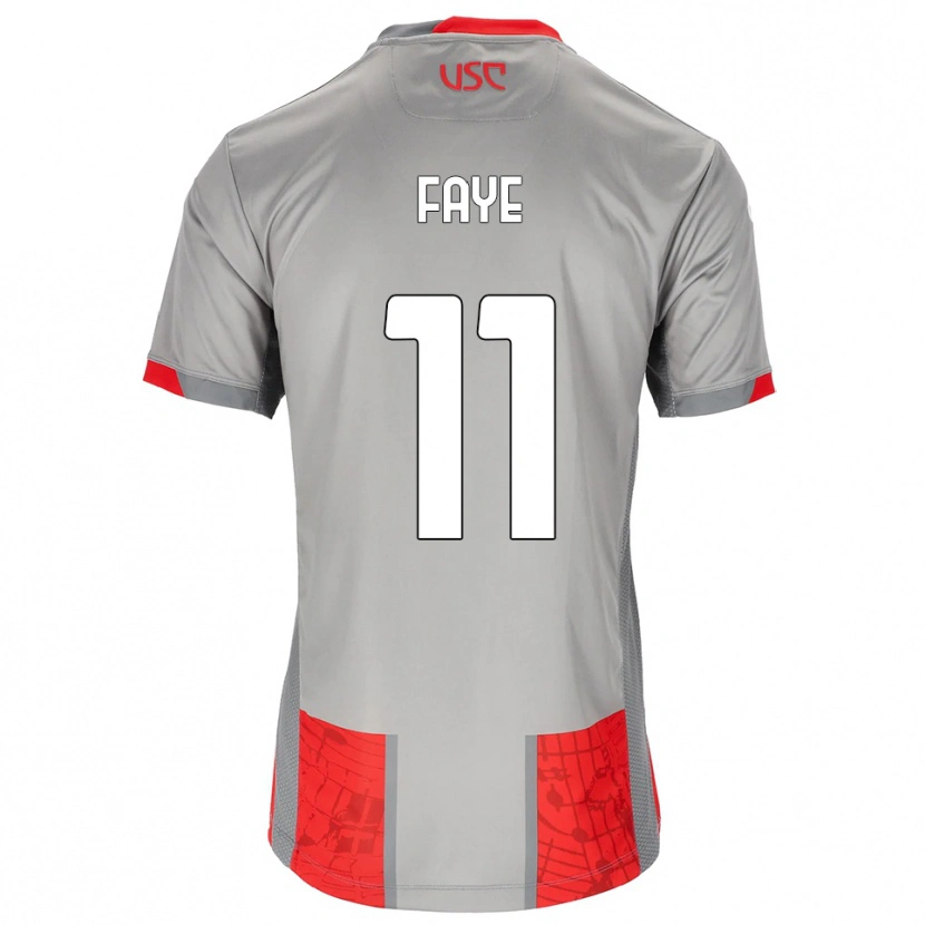 Danxen Barn Nouroudine Faye #11 Röd Grå Hemmatröja Matchtröjor 2025/26 Tröjor T-Tröja