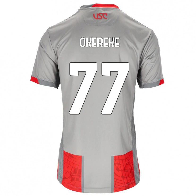 Danxen Barn David Okereke #77 Röd Grå Hemmatröja Matchtröjor 2025/26 Tröjor T-Tröja