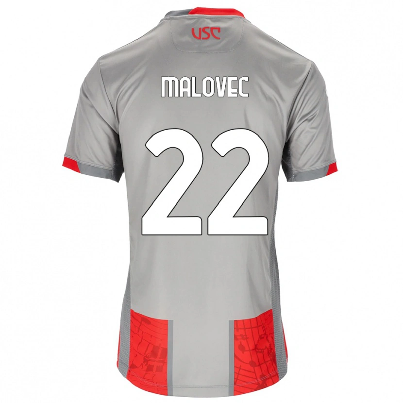 Danxen Barn Adrian Malovec #22 Röd Grå Hemmatröja Matchtröjor 2025/26 Tröjor T-Tröja