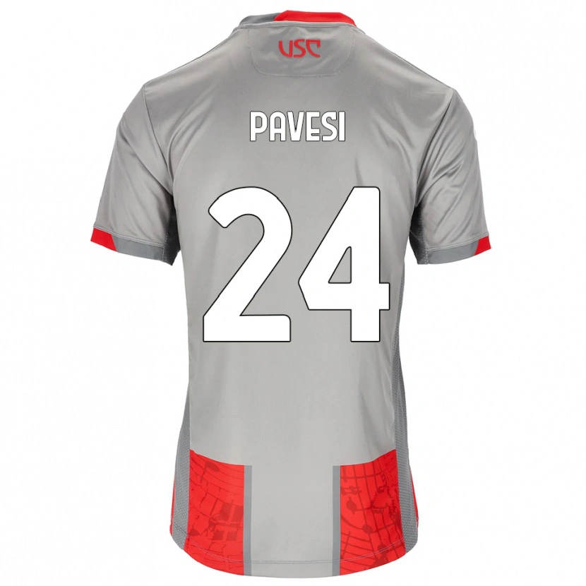 Danxen Barn Davide Pavesi #24 Röd Grå Hemmatröja Matchtröjor 2025/26 Tröjor T-Tröja