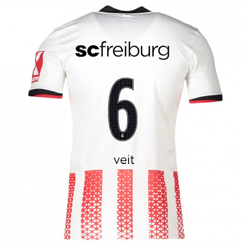 Danxen Barn Jannik Veit #6 Vit Röd Hemmatröja Matchtröjor 2025/26 Tröjor T-Tröja