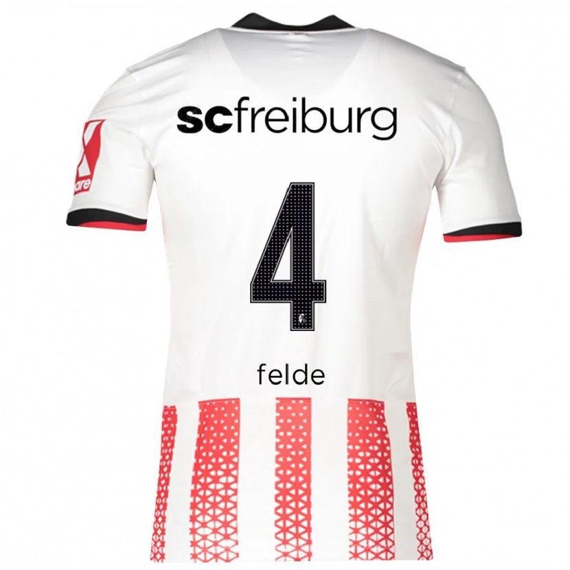 Danxen Barn Meret Felde #4 Vit Röd Hemmatröja Matchtröjor 2025/26 Tröjor T-Tröja
