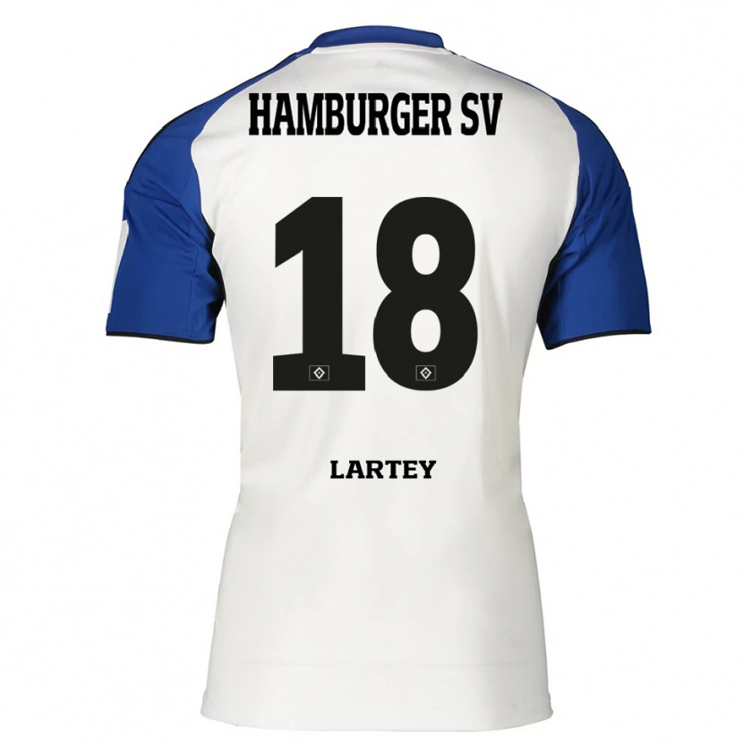 Danxen Barn Lars Lartey #18 Vit Blå Hemmatröja Matchtröjor 2025/26 Tröjor T-Tröja