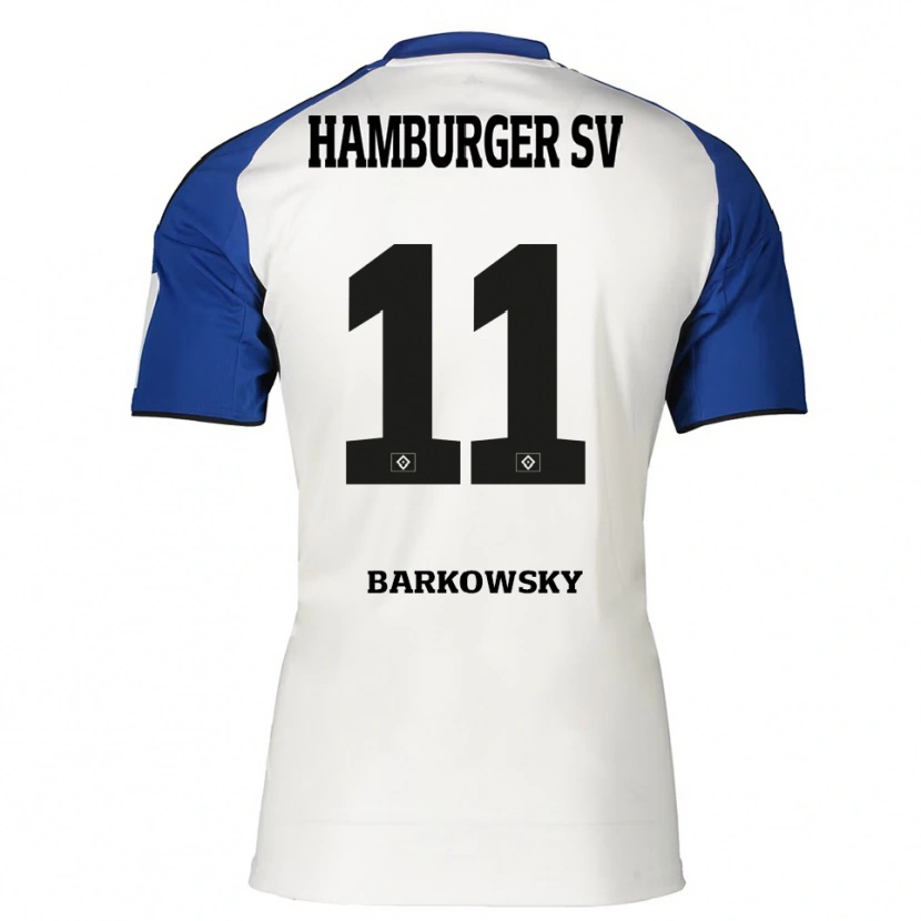 Danxen Barn Finn Barkowsky #11 Vit Blå Hemmatröja Matchtröjor 2025/26 Tröjor T-Tröja