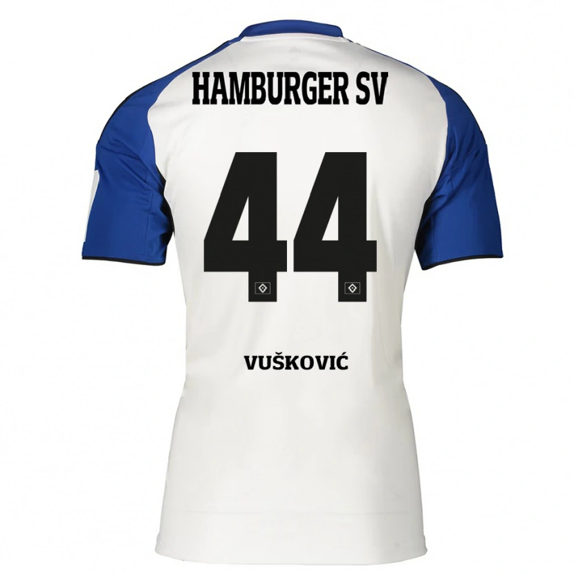 Danxen Barn Mario Vuskovic #44 Vit Blå Hemmatröja Matchtröjor 2025/26 Tröjor T-Tröja