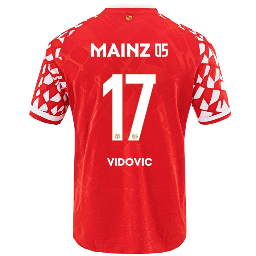 Danxen Barn Gabriel Vidovic #17 Röd Vit Hemmatröja Matchtröjor 2025/26 Tröjor T-Tröja