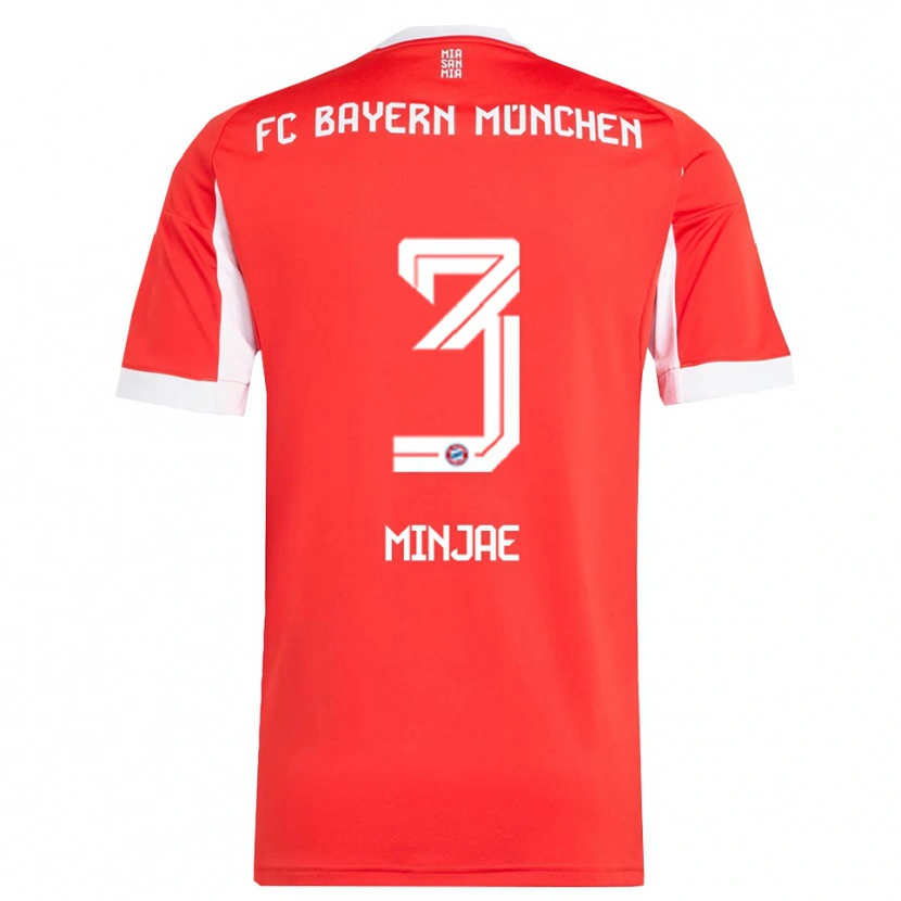 Danxen Barn Min-Jae Kim #3 Röd Vit Hemmatröja Matchtröjor 2025/26 Tröjor T-Tröja