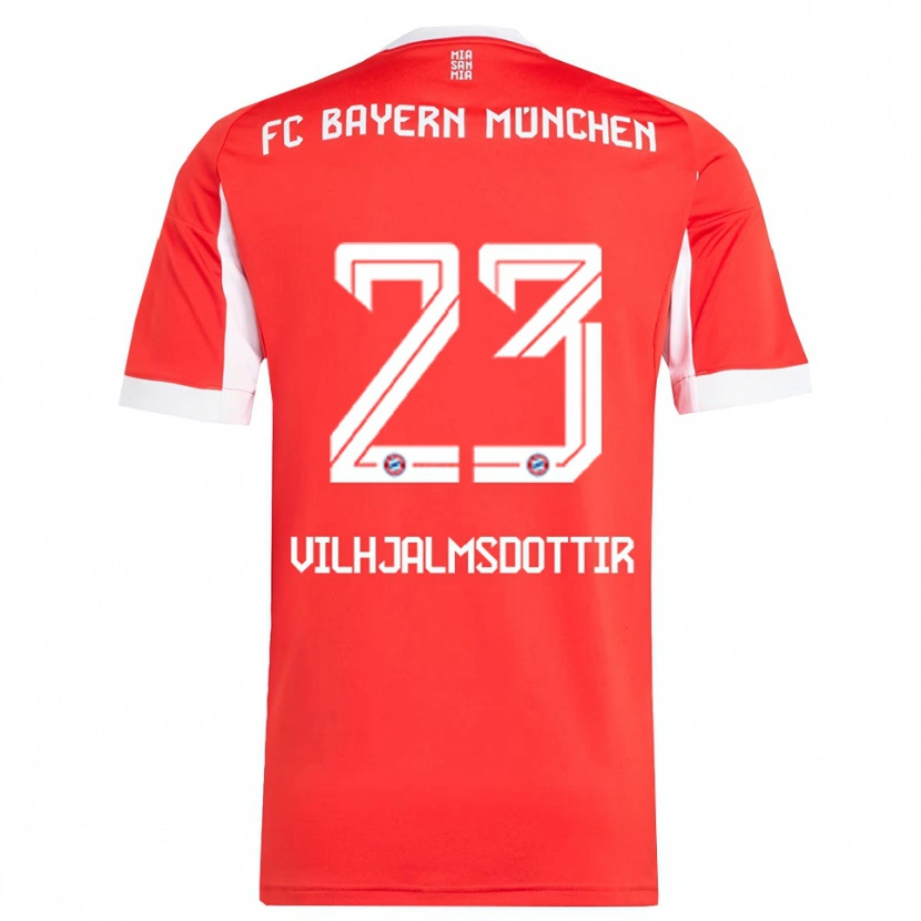 Danxen Barn Karolina Lea Vilhjalmsdottir #23 Röd Vit Hemmatröja Matchtröjor 2025/26 Tröjor T-Tröja