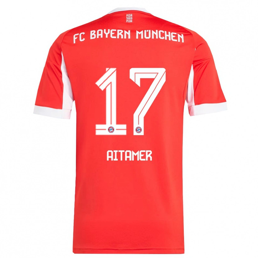 Danxen Barn Younes Aitamer #17 Röd Vit Hemmatröja Matchtröjor 2025/26 Tröjor T-Tröja