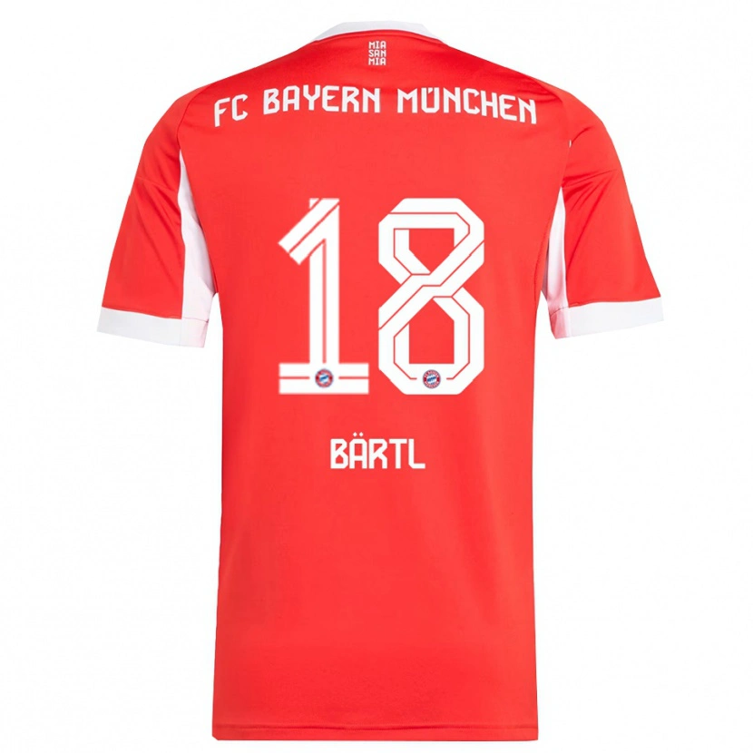 Danxen Barn Jannis Bärtl #18 Röd Vit Hemmatröja Matchtröjor 2025/26 Tröjor T-Tröja
