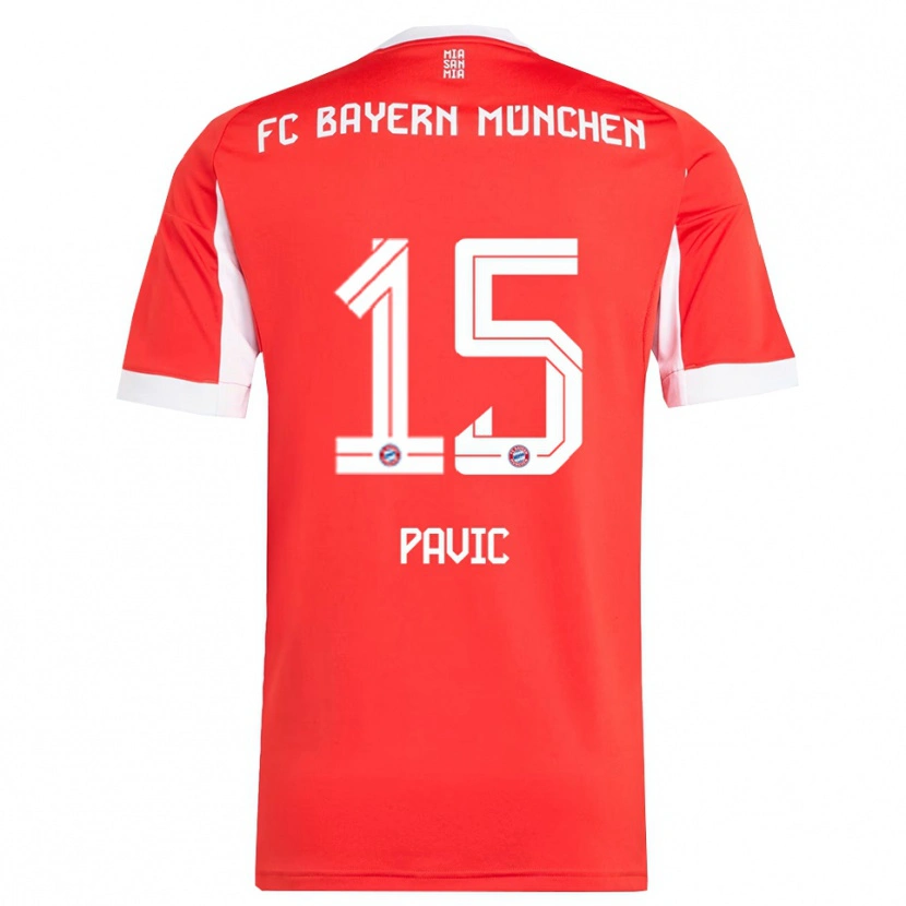 Danxen Barn Filip Pavic #15 Röd Vit Hemmatröja Matchtröjor 2025/26 Tröjor T-Tröja