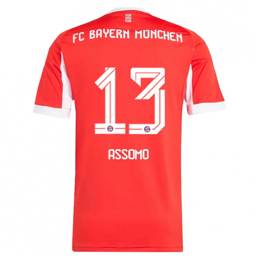 Danxen Barn Bastian Assomo #13 Röd Vit Hemmatröja Matchtröjor 2025/26 Tröjor T-Tröja
