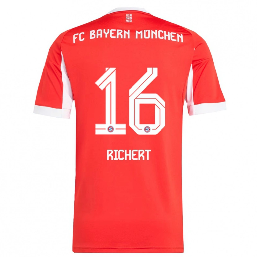 Danxen Barn Leonhard Richert #16 Röd Vit Hemmatröja Matchtröjor 2025/26 Tröjor T-Tröja
