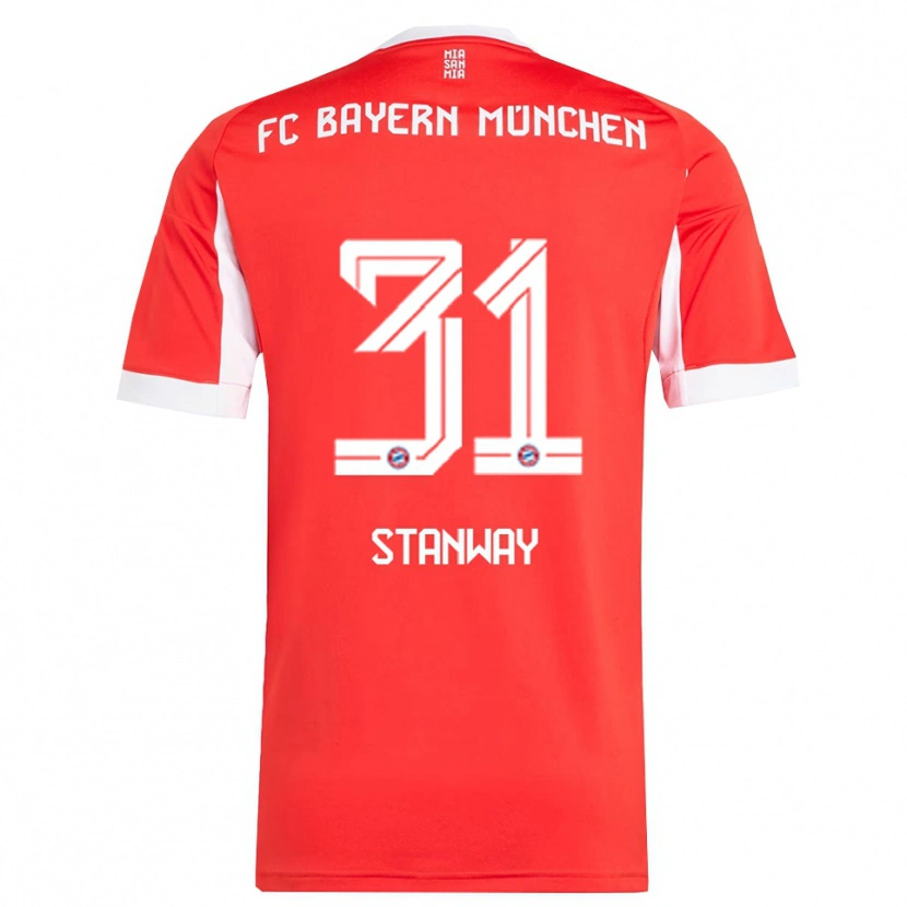 Danxen Barn Georgia Stanway #31 Röd Vit Hemmatröja Matchtröjor 2025/26 Tröjor T-Tröja