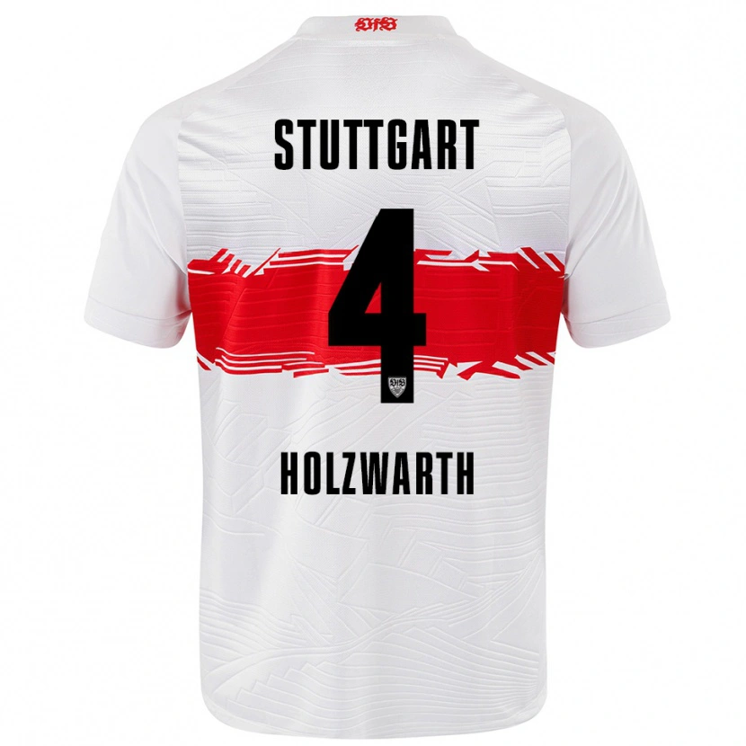 Danxen Barn Luc Holzwarth #4 Vit Röd Hemmatröja Matchtröjor 2025/26 Tröjor T-Tröja