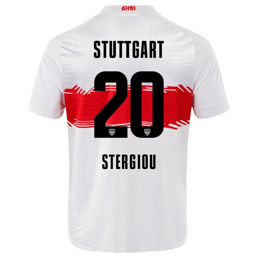 Danxen Barn Leonidas Stergiou #20 Vit Röd Hemmatröja Matchtröjor 2025/26 Tröjor T-Tröja