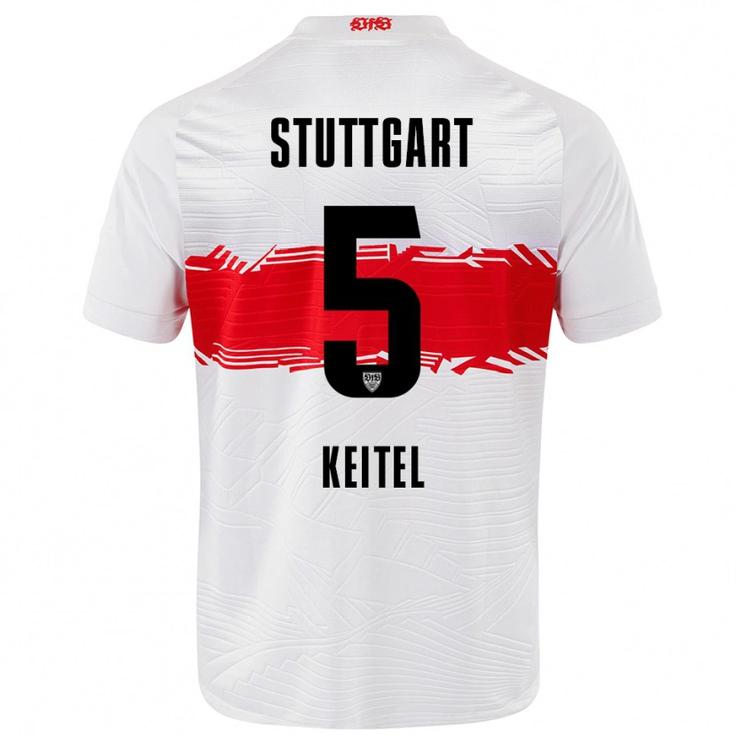 Danxen Barn Yannik Keitel #5 Vit Röd Hemmatröja Matchtröjor 2025/26 Tröjor T-Tröja