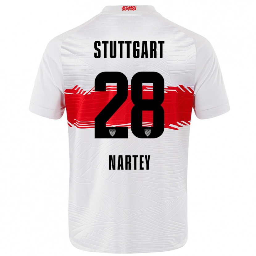 Danxen Barn Nikolas Nartey #28 Vit Röd Hemmatröja Matchtröjor 2025/26 Tröjor T-Tröja