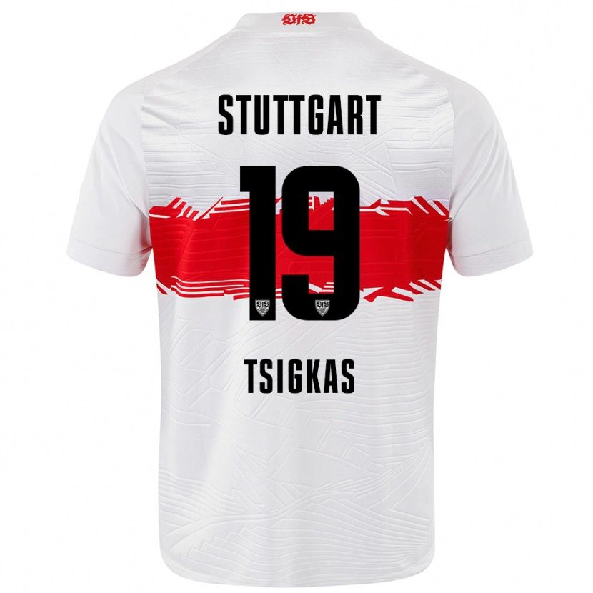 Danxen Barn Mattheos Tsigkas #19 Vit Röd Hemmatröja Matchtröjor 2025/26 Tröjor T-Tröja