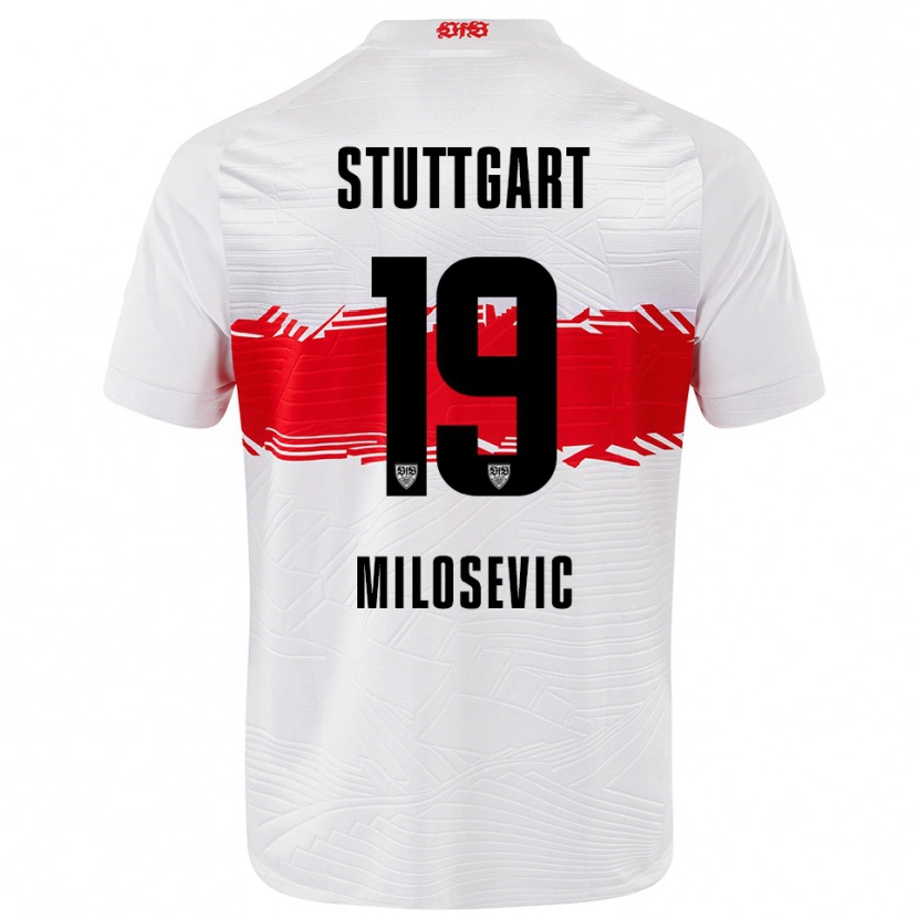 Danxen Barn Jovan Milosevic #19 Vit Röd Hemmatröja Matchtröjor 2025/26 Tröjor T-Tröja