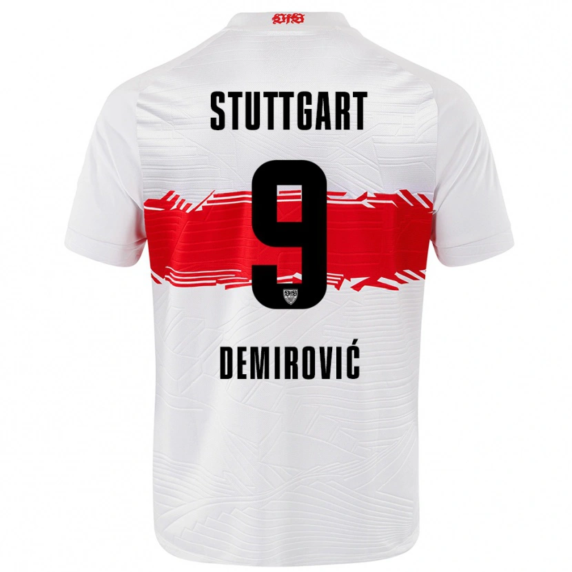 Danxen Barn Ermedin Demirovic #9 Vit Röd Hemmatröja Matchtröjor 2025/26 Tröjor T-Tröja