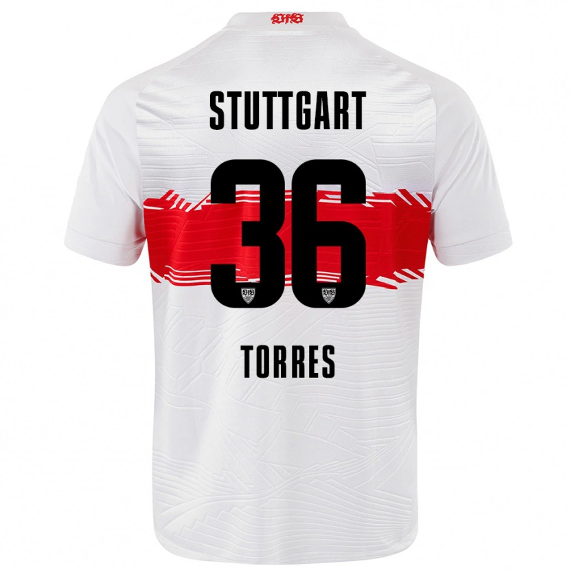 Danxen Barn Yohann Torres #36 Vit Röd Hemmatröja Matchtröjor 2025/26 Tröjor T-Tröja