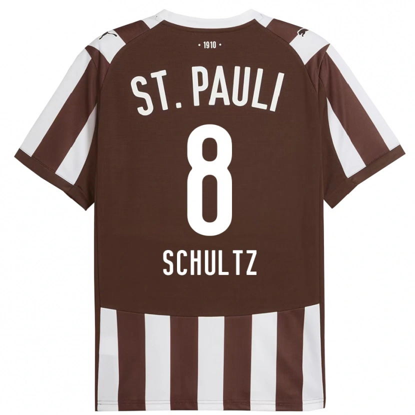 Danxen Barn Paul Schultz #8 Kaffe Vit Hemmatröja Matchtröjor 2025/26 Tröjor T-Tröja