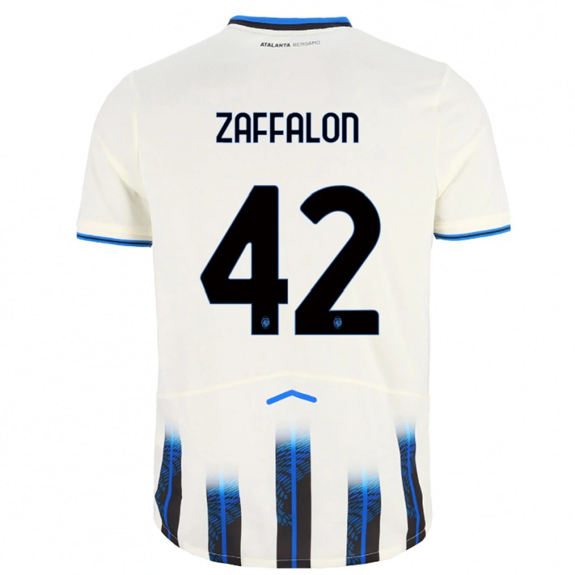 Danxen Barn Lorenzo Zaffalon #42 Vit Blå Bortatröja Matchtröjor 2025/26 Tröjor T-Tröja