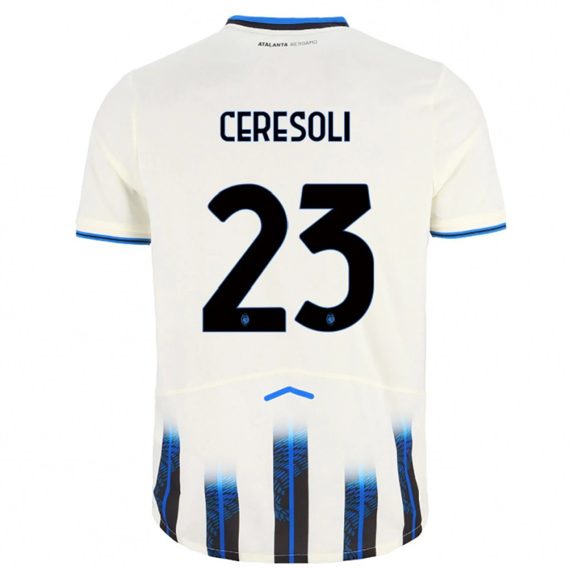 Danxen Barn Andrea Ceresoli #23 Vit Blå Bortatröja Matchtröjor 2025/26 Tröjor T-Tröja