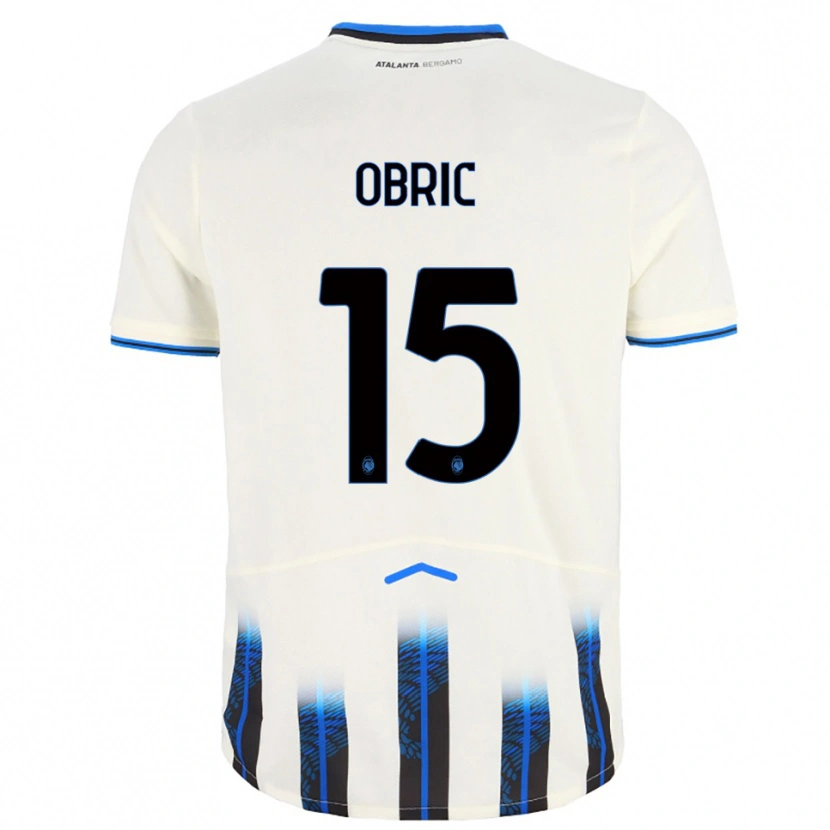 Danxen Barn Relja Obric #15 Vit Blå Bortatröja Matchtröjor 2025/26 Tröjor T-Tröja