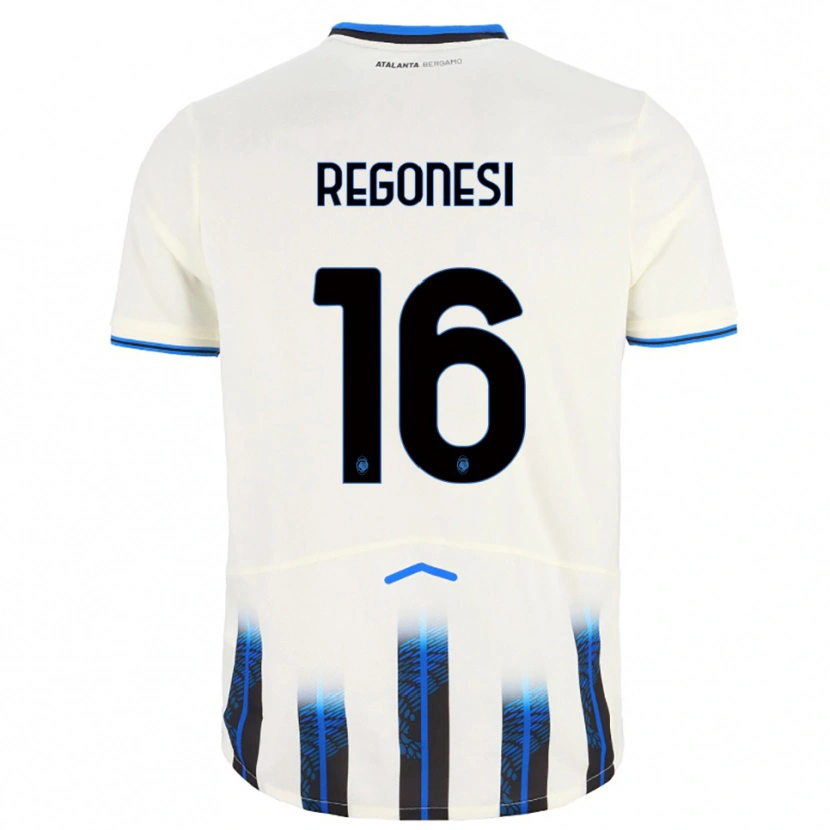 Danxen Barn Nicolò Regonesi #16 Vit Blå Bortatröja Matchtröjor 2025/26 Tröjor T-Tröja