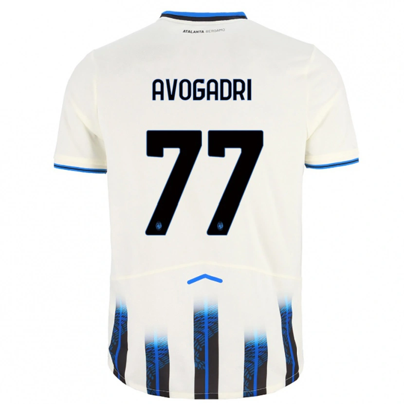 Danxen Barn Lorenzo Avogadri #77 Vit Blå Bortatröja Matchtröjor 2025/26 Tröjor T-Tröja
