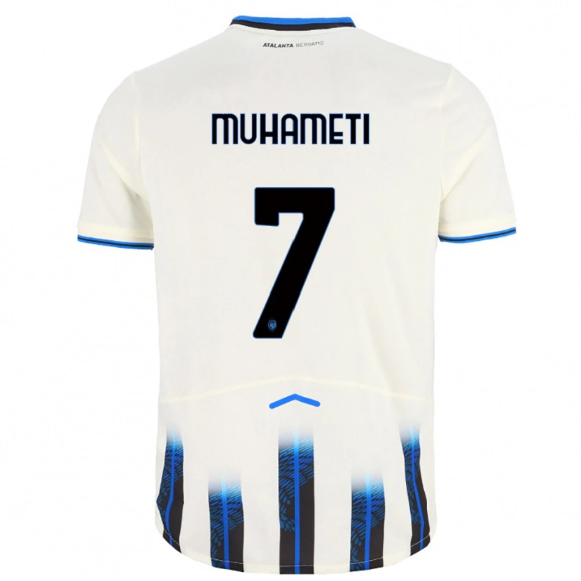 Danxen Barn Endri Muhameti #7 Vit Blå Bortatröja Matchtröjor 2025/26 Tröjor T-Tröja