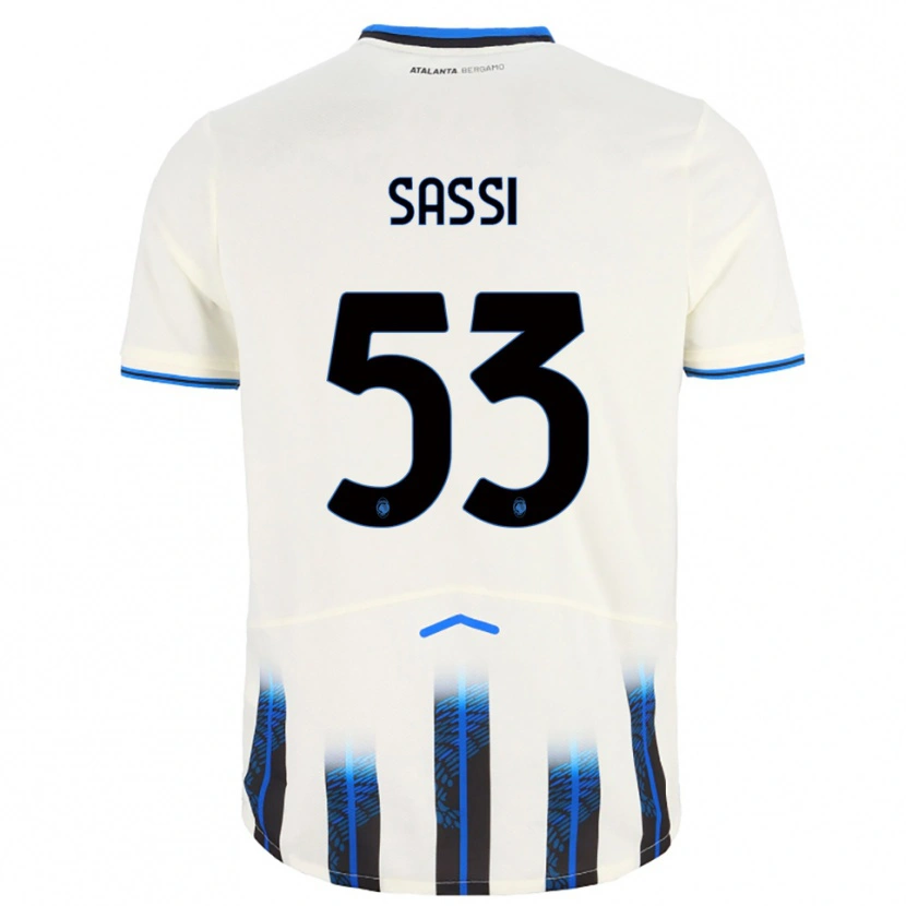 Danxen Barn Jacopo Sassi #53 Vit Blå Bortatröja Matchtröjor 2025/26 Tröjor T-Tröja