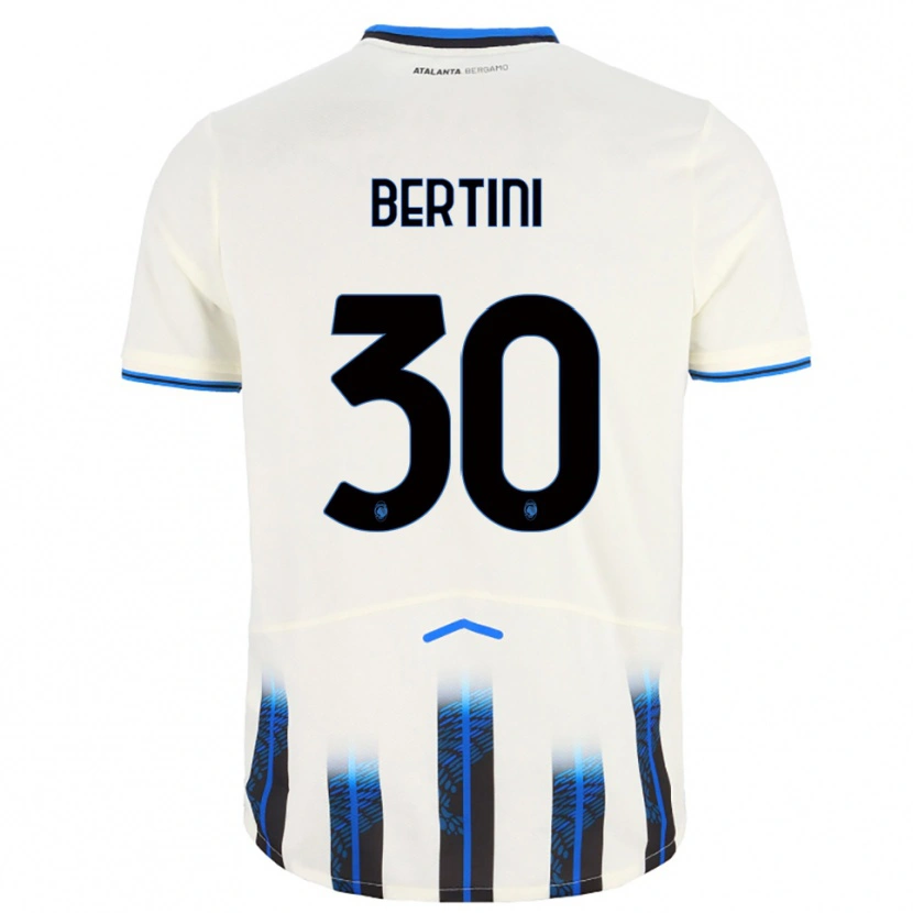 Danxen Barn Tommaso Bertini #30 Vit Blå Bortatröja Matchtröjor 2025/26 Tröjor T-Tröja