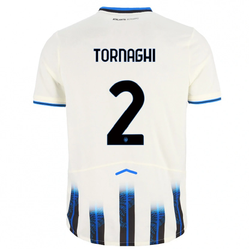 Danxen Barn Pietro Tornaghi #2 Vit Blå Bortatröja Matchtröjor 2025/26 Tröjor T-Tröja