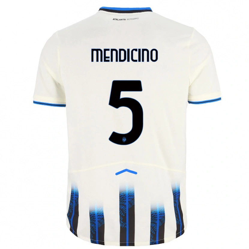 Danxen Barn Leonardo Mendicino #5 Vit Blå Bortatröja Matchtröjor 2025/26 Tröjor T-Tröja