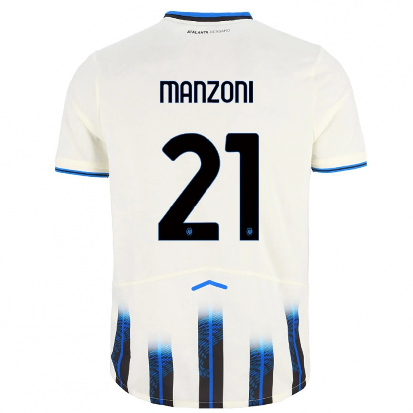 Danxen Barn Alberto Manzoni #21 Vit Blå Bortatröja Matchtröjor 2025/26 Tröjor T-Tröja