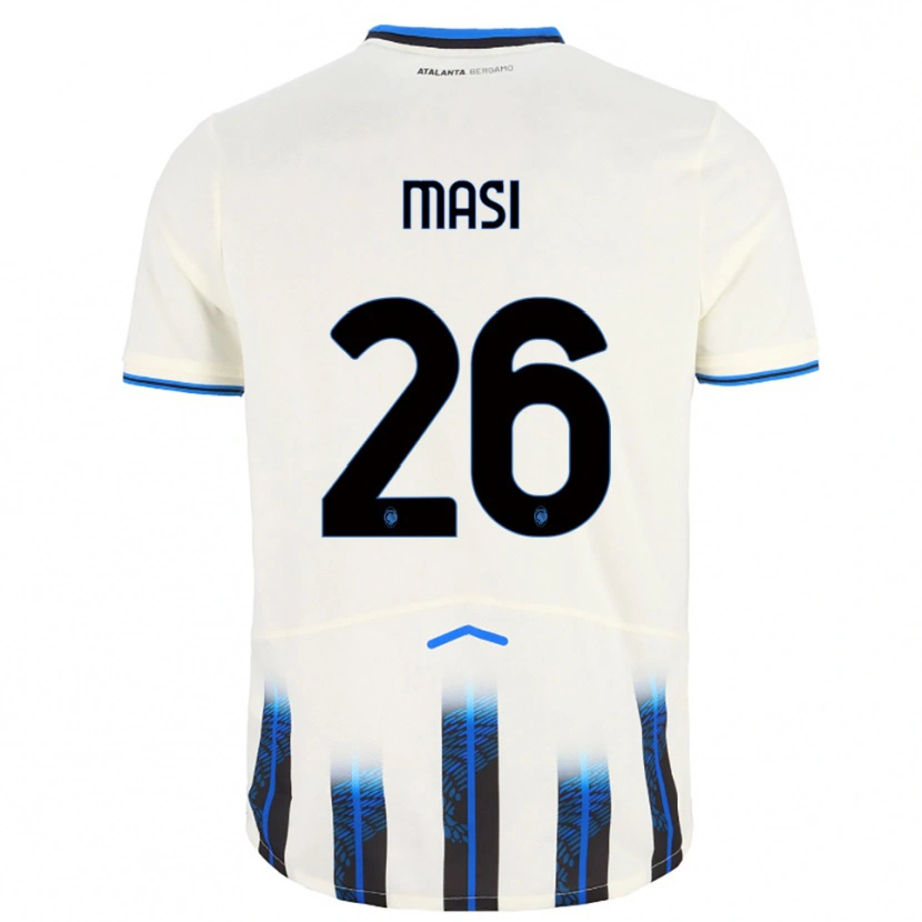 Danxen Barn Alberto Masi #26 Vit Blå Bortatröja Matchtröjor 2025/26 Tröjor T-Tröja