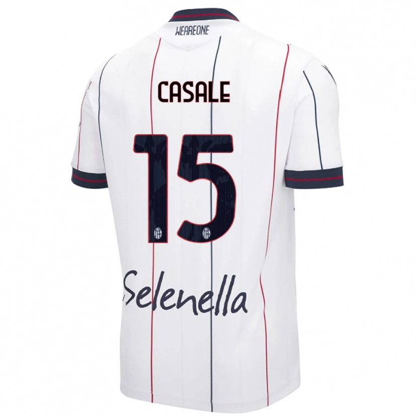Danxen Barn Nicolò Casale #15 Vit Kungsblå Bortatröja Matchtröjor 2025/26 Tröjor T-Tröja