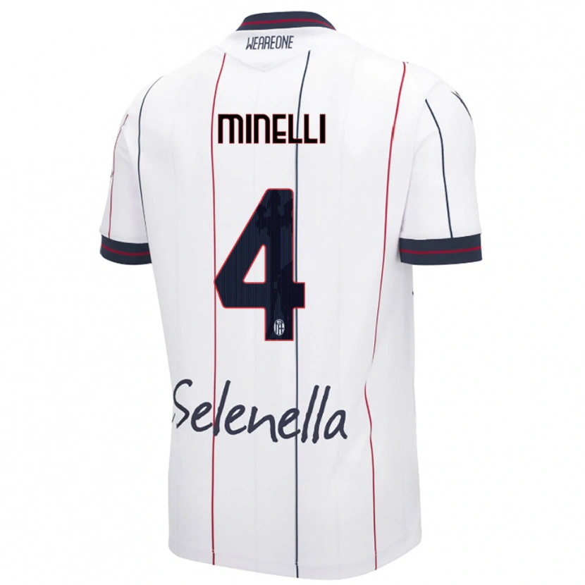 Danxen Barn Leo Minelli #4 Vit Kungsblå Bortatröja Matchtröjor 2025/26 Tröjor T-Tröja