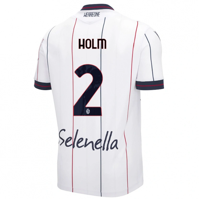 Danxen Barn Emil Holm #2 Vit Kungsblå Bortatröja Matchtröjor 2025/26 Tröjor T-Tröja
