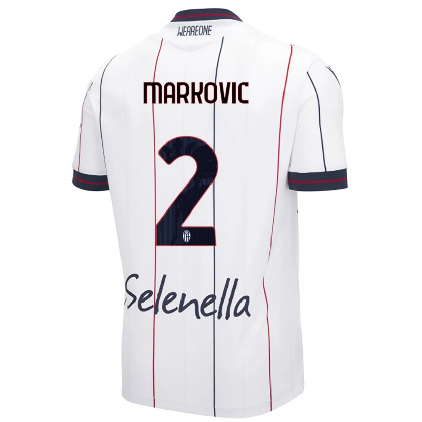 Danxen Barn Petar Markovic #2 Vit Kungsblå Bortatröja Matchtröjor 2025/26 Tröjor T-Tröja