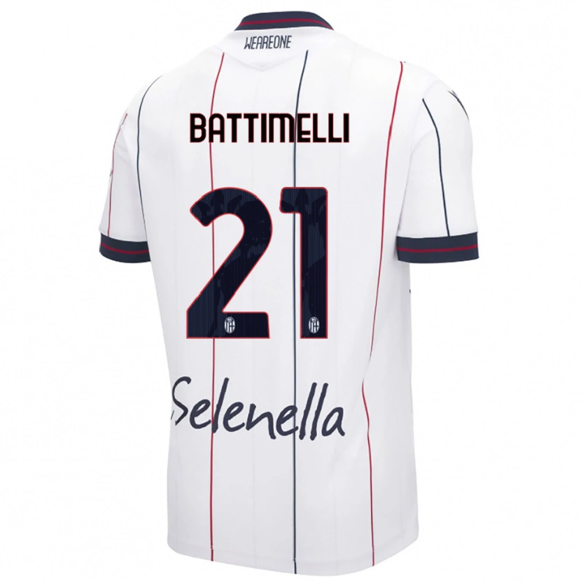 Danxen Barn Giuseppe Battimelli #21 Vit Kungsblå Bortatröja Matchtröjor 2025/26 Tröjor T-Tröja